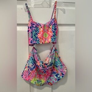 NEWMomentumBrands Girl 9/10 2-pc Swim Suit Watercolor Splash Print ElasticWaist